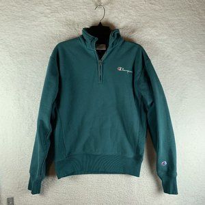 Champion Oversized Reverse Weave Sweatshirt Womens‎ Small Green Quarter Zip 8101